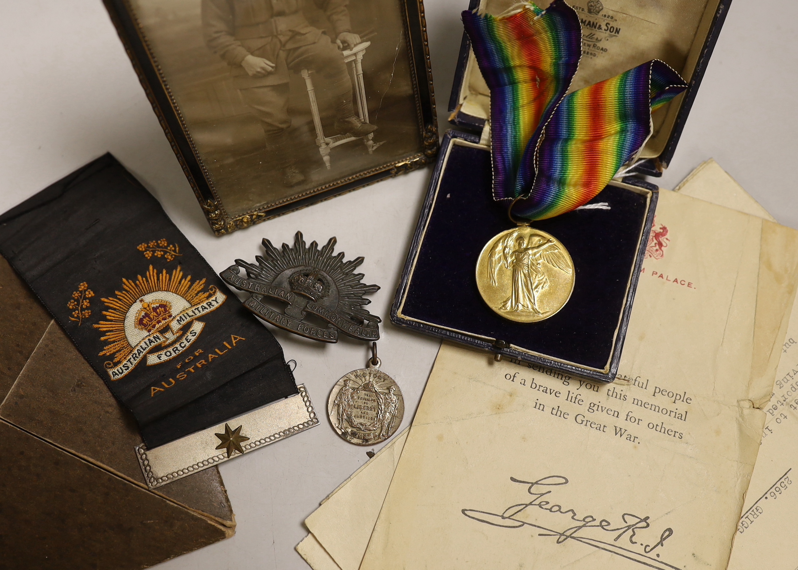 A WWI death plaque and Victory Medal to 2566 Private Thomas Grigg 38th Battalion, Australian Imperial Force
